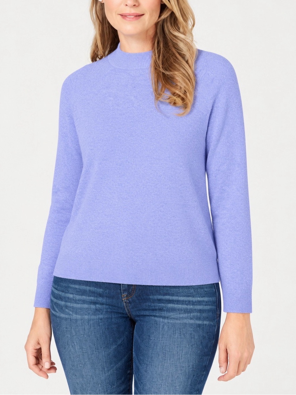 NWT! Karen Scott Women's Zip-Back Lux Mock-Neck Sweater Purple Bliss Size XL